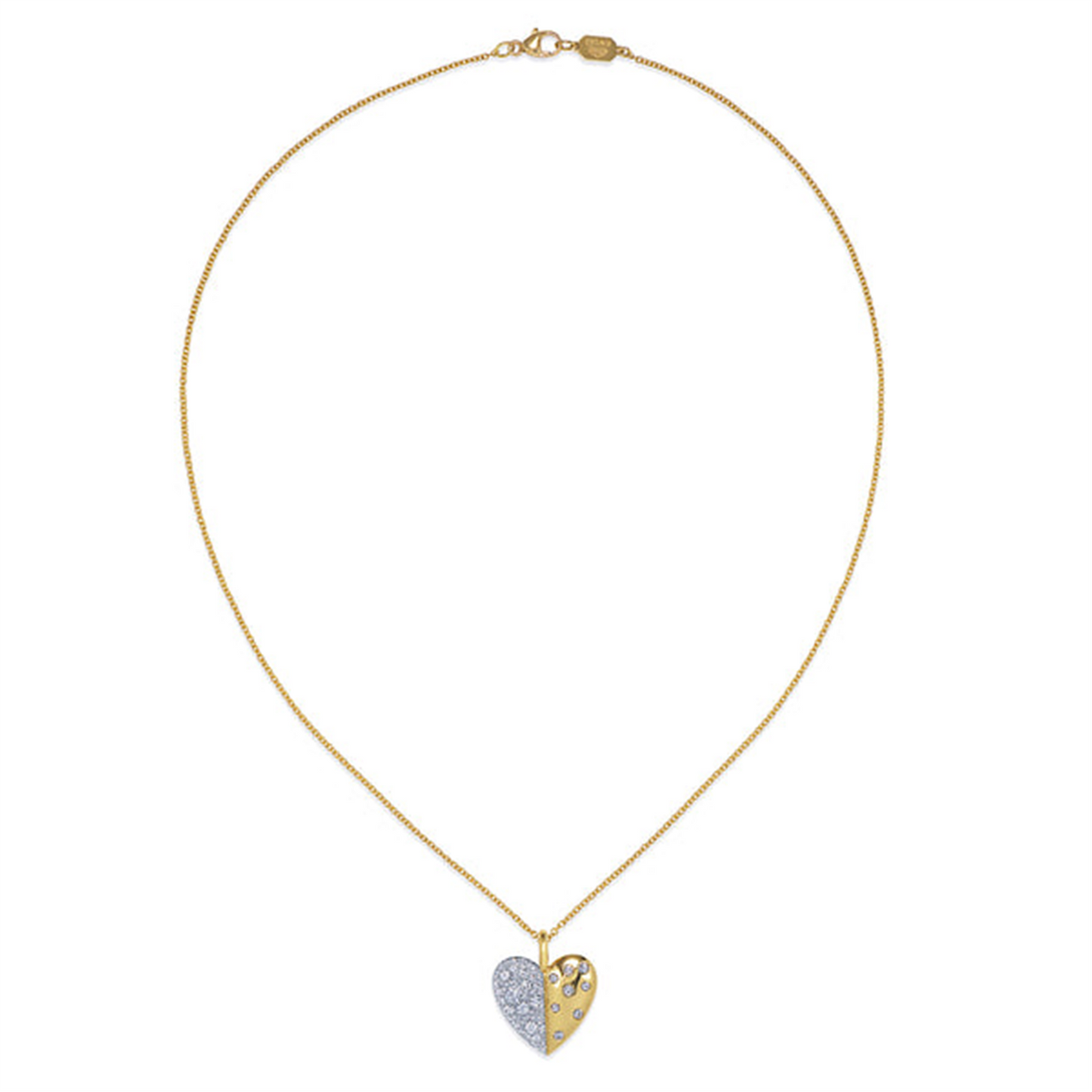 Kwiat Cobblestone Diamond Heart Pendant Necklace in 18k Two-Tone