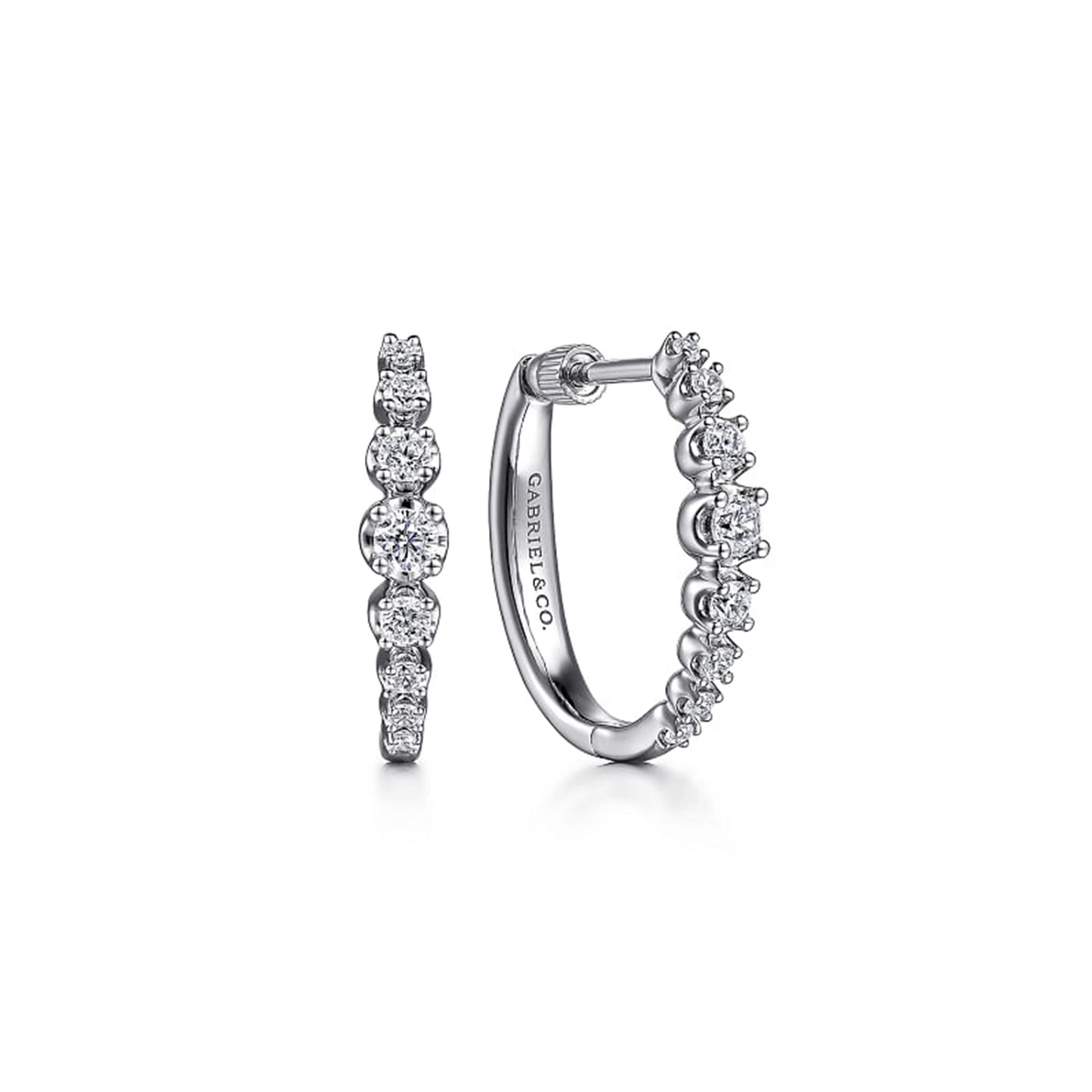 Gabriel & Co. Buttercup Set Diamond Classic Oval Hoop Earrings