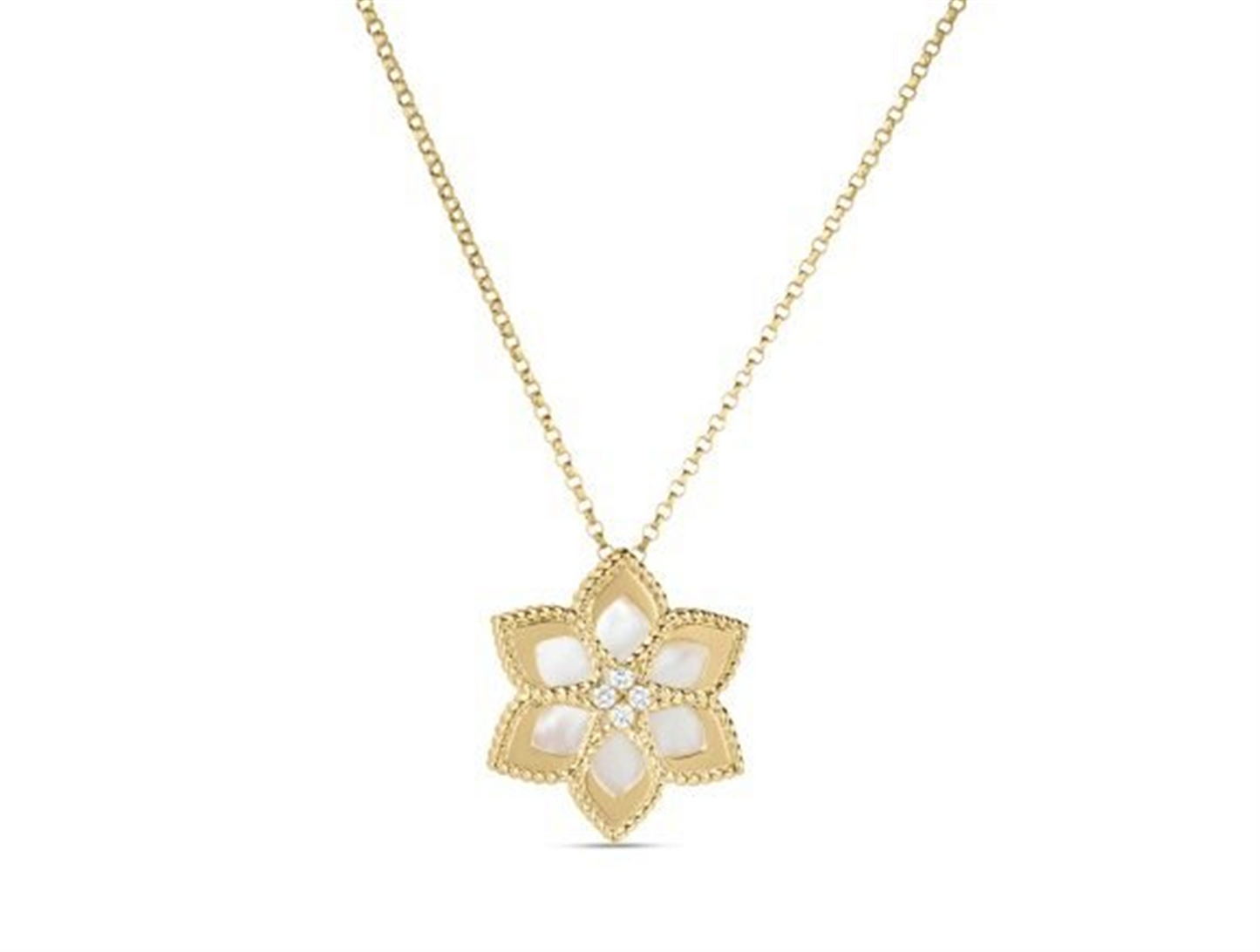 Roberto Coin Vernazza Diamond & Mother of Pearl Necklace in 18k Gold