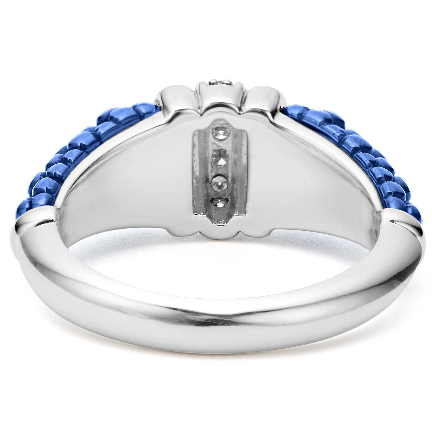 Lagos Ultramarine Ceramic and Diamond Stacking Ring in Sterling Silver