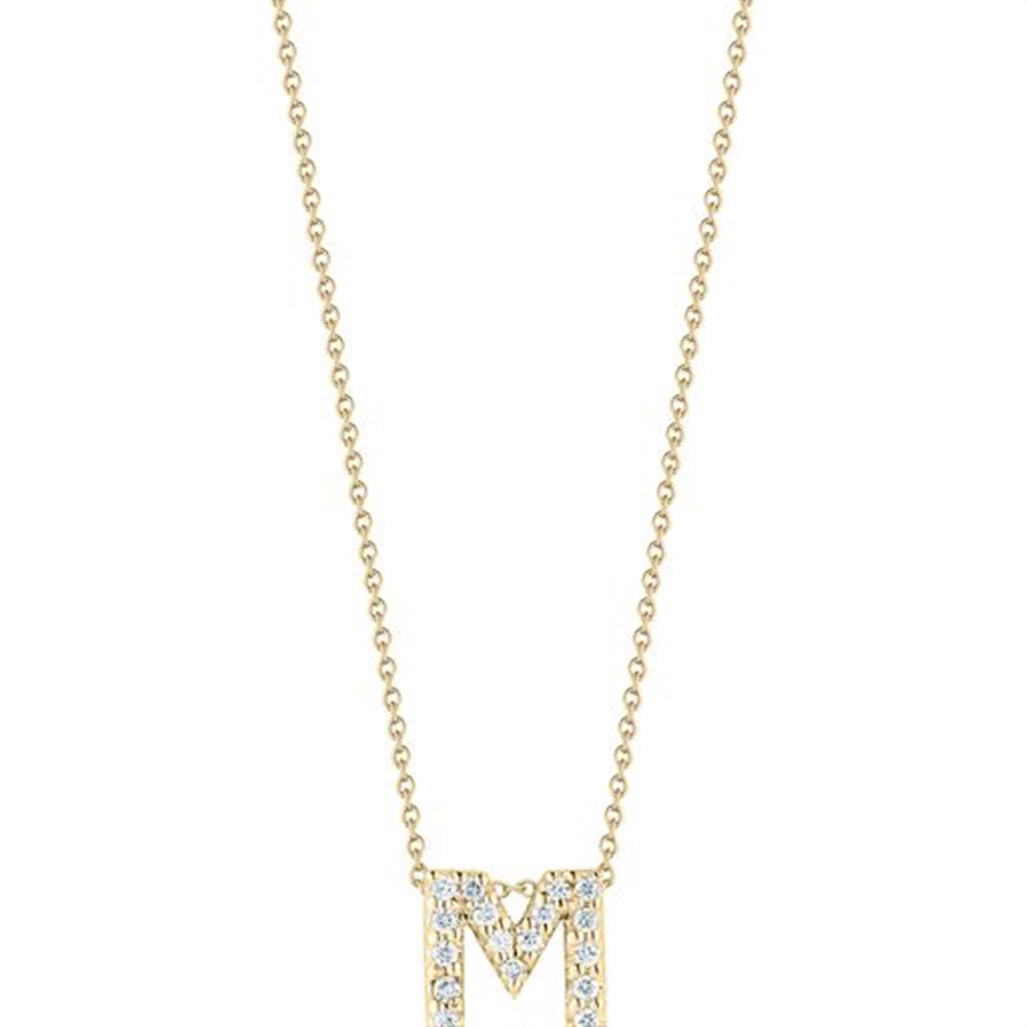 Roberto Coin Diamond Love Letter "M" Necklace in 18k Gold
