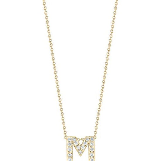 Roberto Coin Diamond Love Letter "M" Necklace in 18k Gold