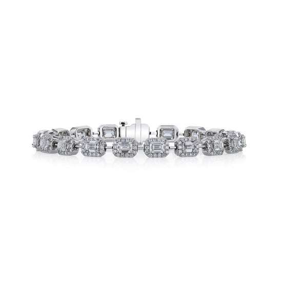 Joshua J Platinum Bracelet w/ 5.82ct Emerald-Cut Diamonds & 1.71ct Pavé Diamonds