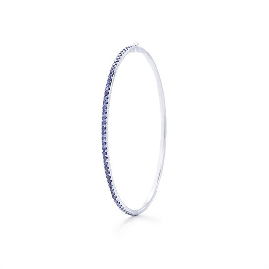 Kwiat Stackable Slim Bangle in 18k White Gold & 1ct Sapphires, 2.10 mm