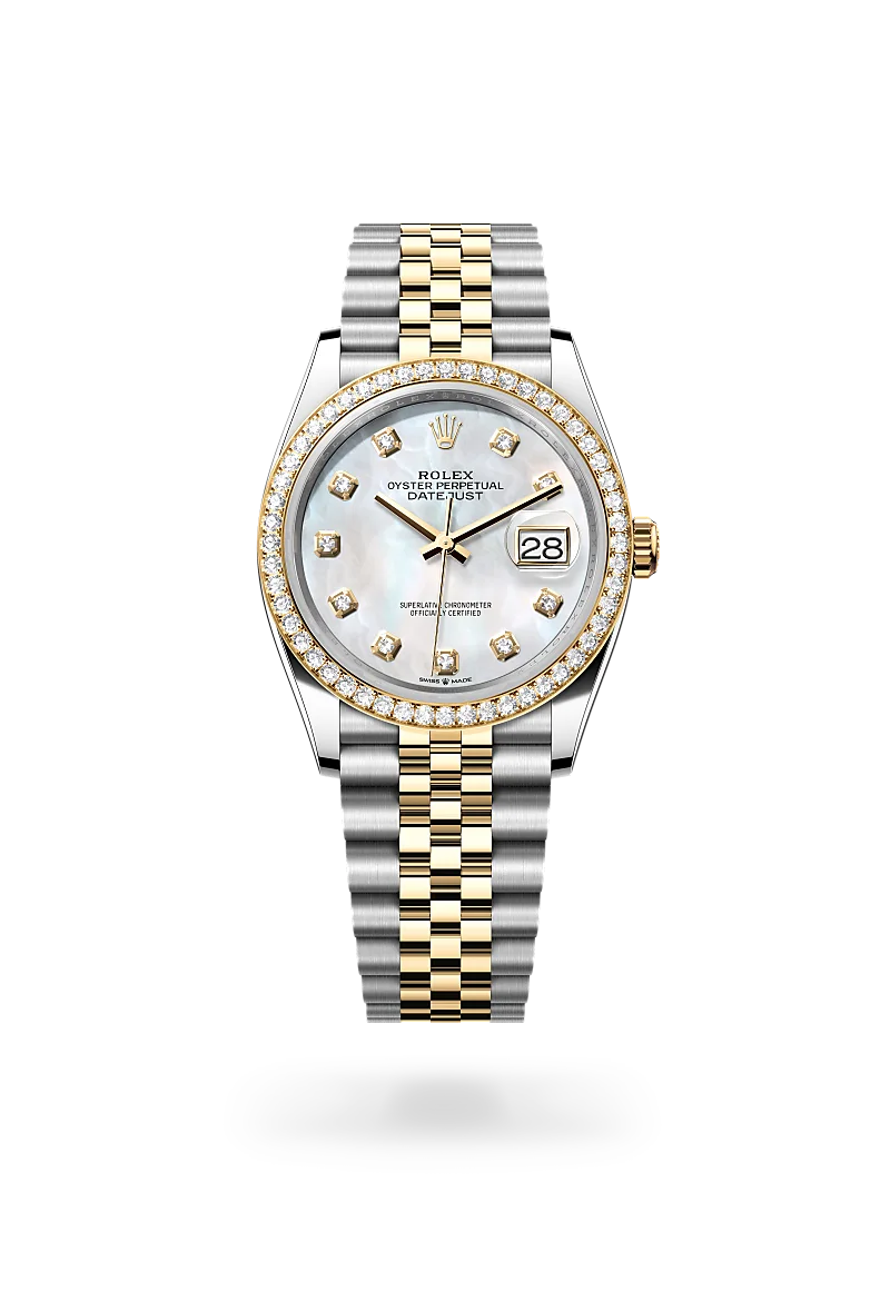Rolex Datejust 36 in Oyster, 36 mm, Oystersteel, yellow gold and diamonds