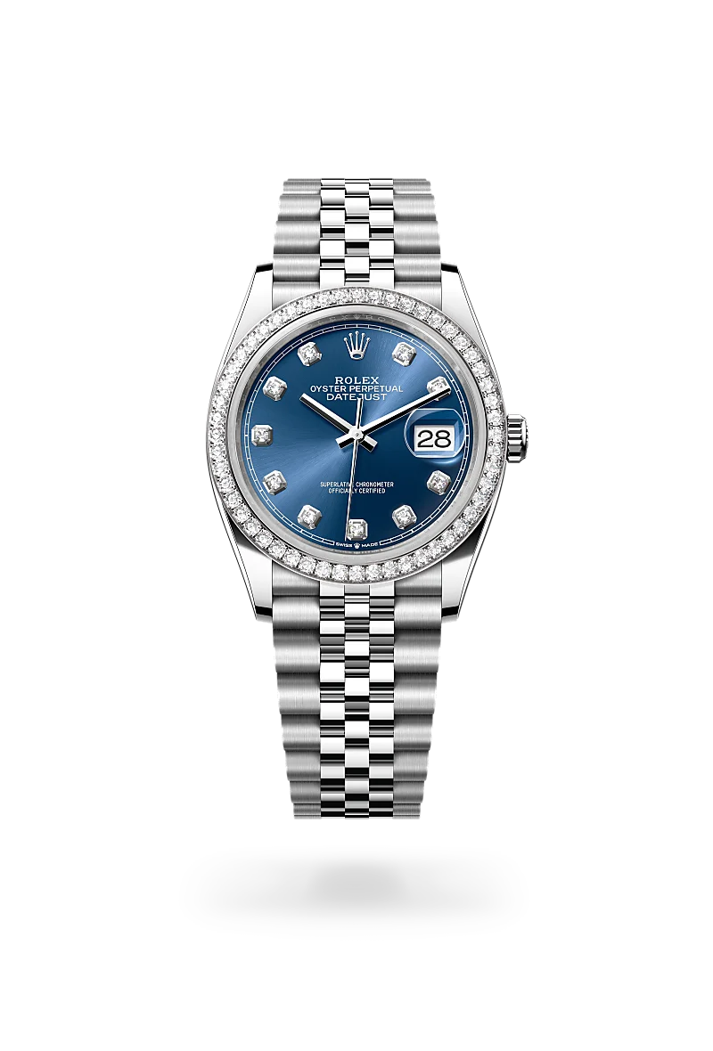 Rolex Datejust 36 in Oyster, 36 mm, Oystersteel, white gold and diamonds