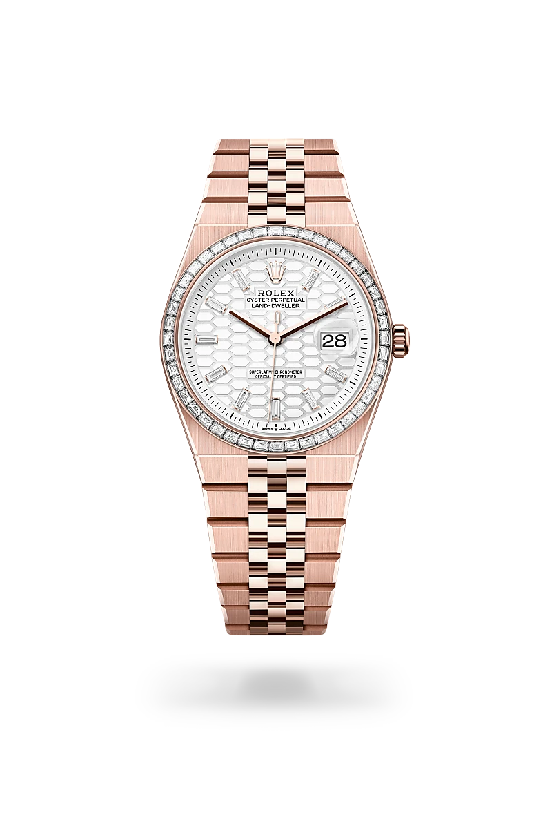 Rolex Land-Dweller 36 Oyster, 36 mm, Everose gold and diamonds