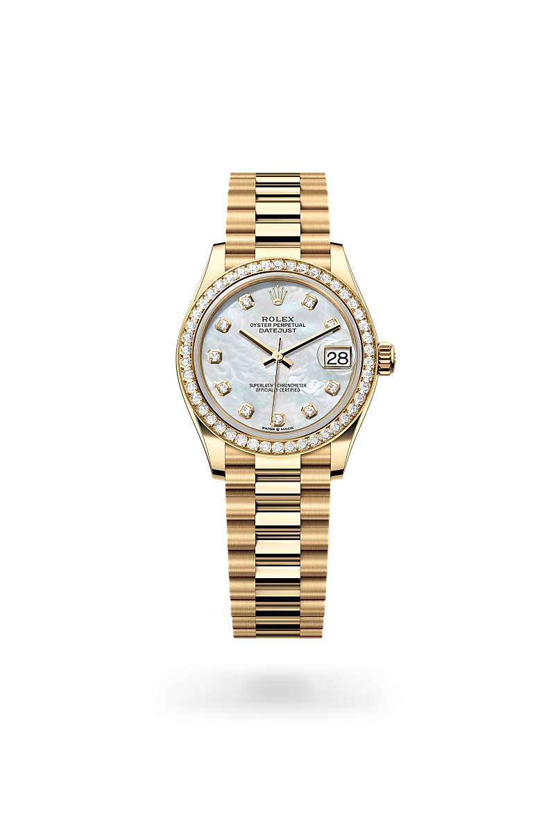 Rolex Datejust 31 in Oyster, 31 mm, yellow gold and diamonds