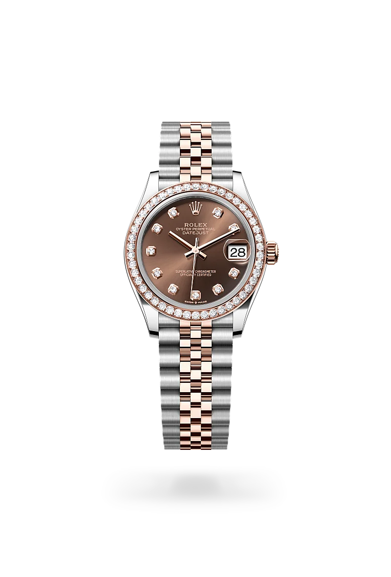 Rolex Datejust 31 in Oyster, 31 mm, Oystersteel, Everose gold and diamonds