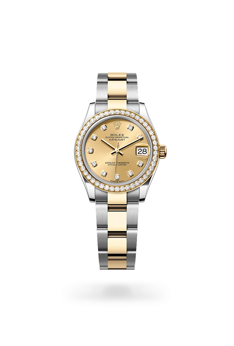 Rolex Datejust 31 in Oyster, 31 mm, Oystersteel, yellow gold and diamonds