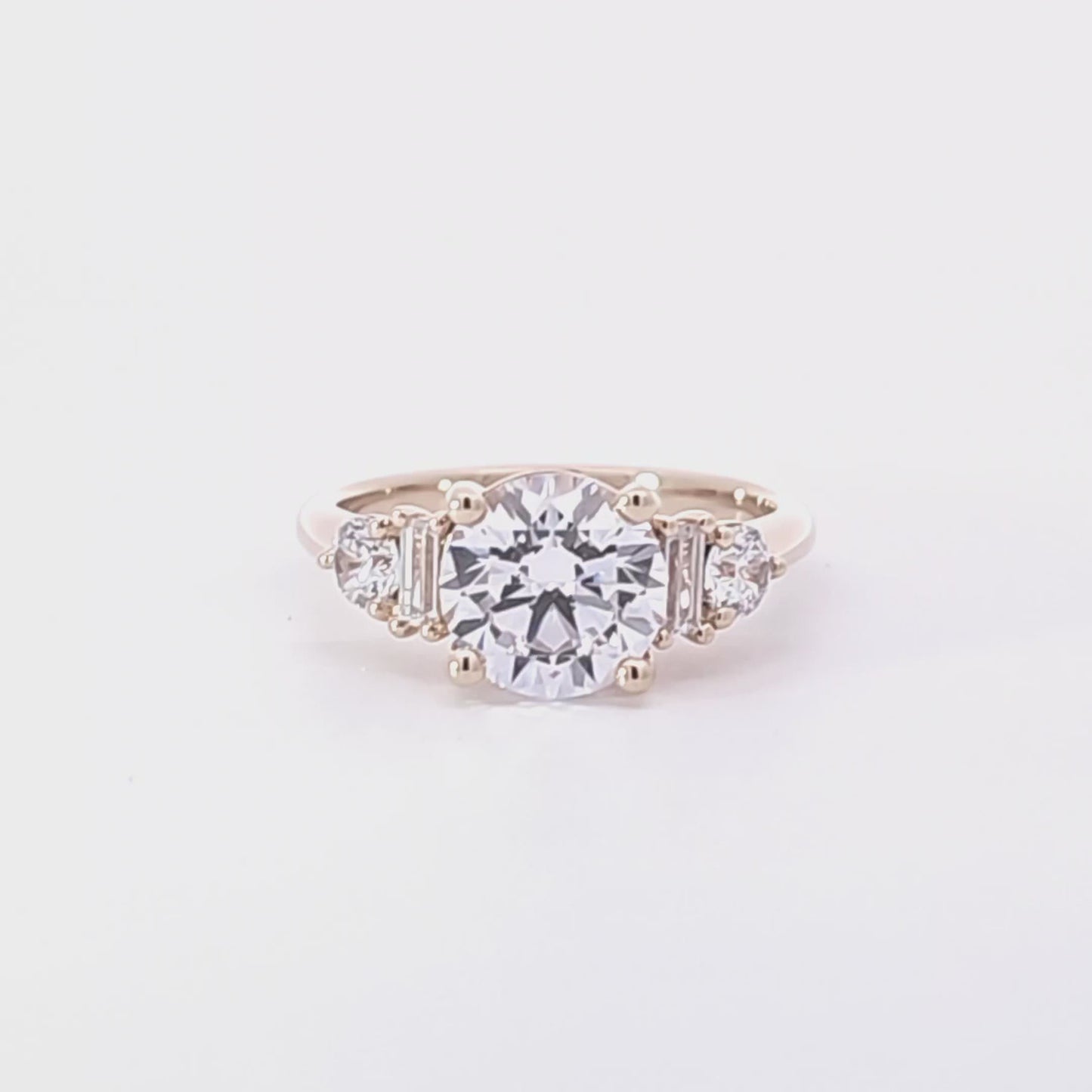 Load and play video in Gallery viewer, Semi-Mount Engagement Ring w/ Round &amp;amp; Baguette Sides
